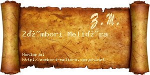 Zámbori Melióra névjegykártya